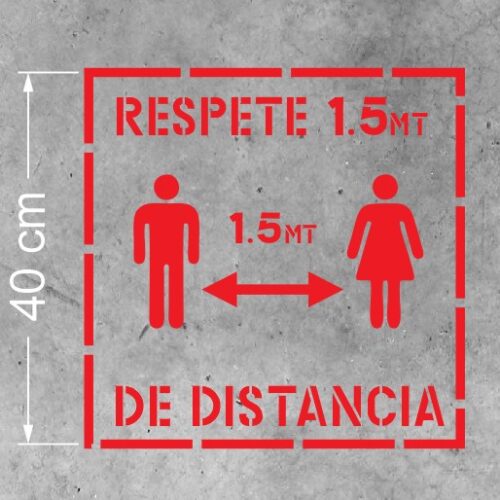 Stencil Mantenga Distancia 40cm Cuadrado
